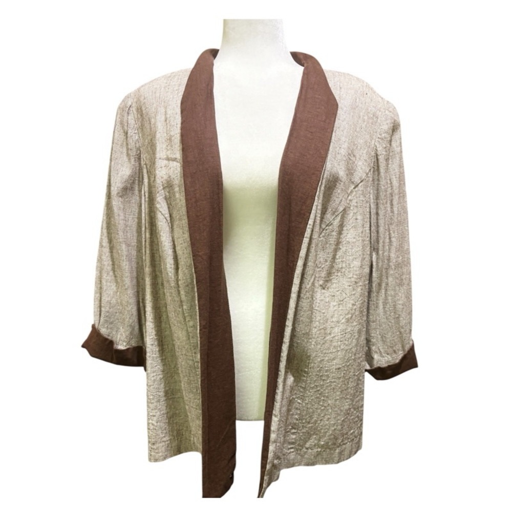 Flash Sale Perceptions Blazer Women's Blazer in Beige & Warm Brown Size 18W